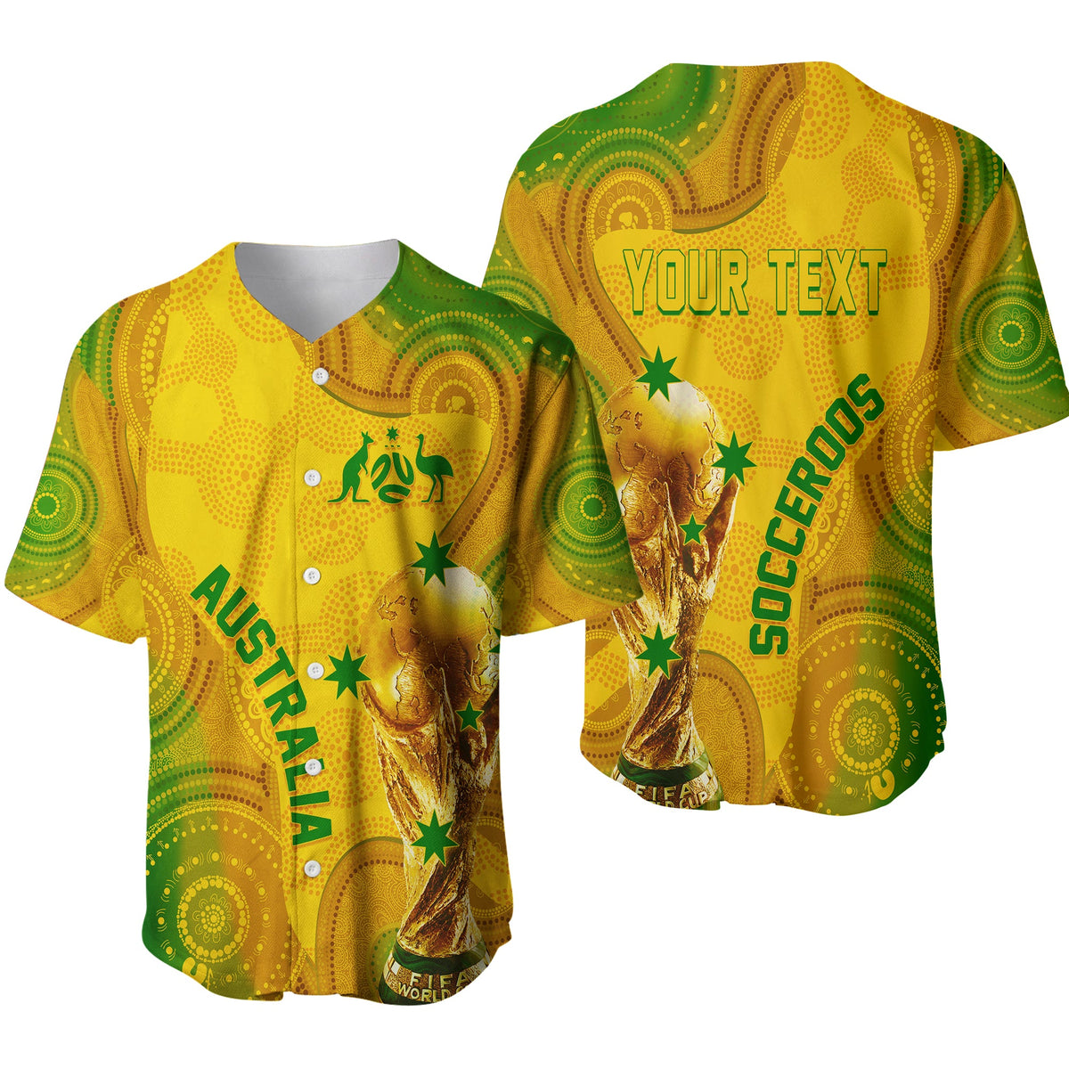 Personalised Australia Soccer WC 2022 Baseball Jersey Aboriginal Socceroos LT7 - Wonder Print Shop