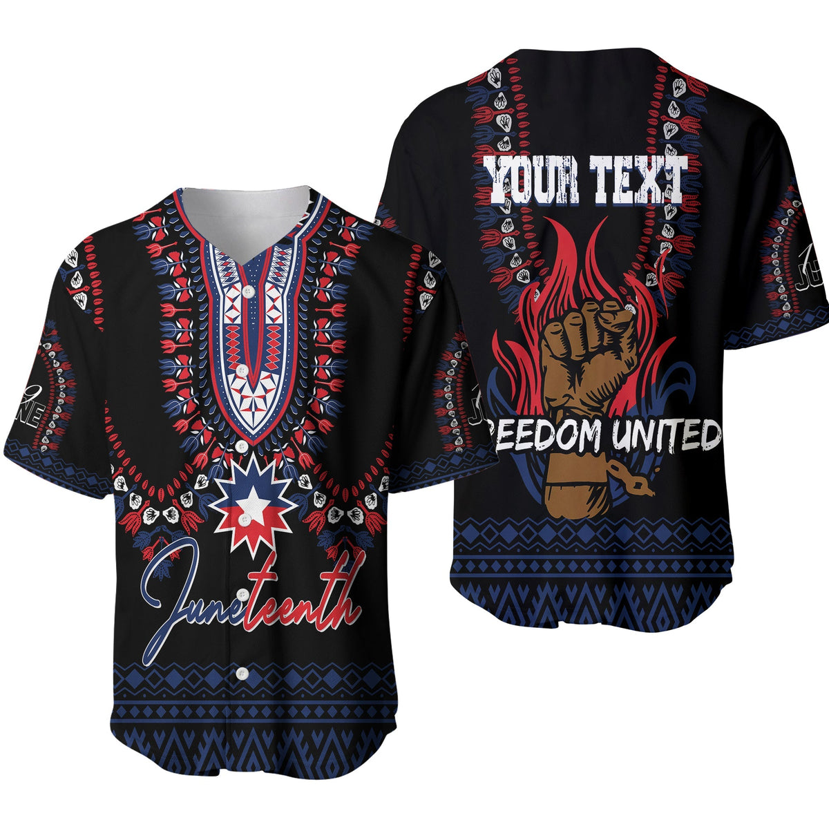 Juneteenth Dashiki Personalised Baseball Jersey Freedom United LT7 - Wonder Print Shop