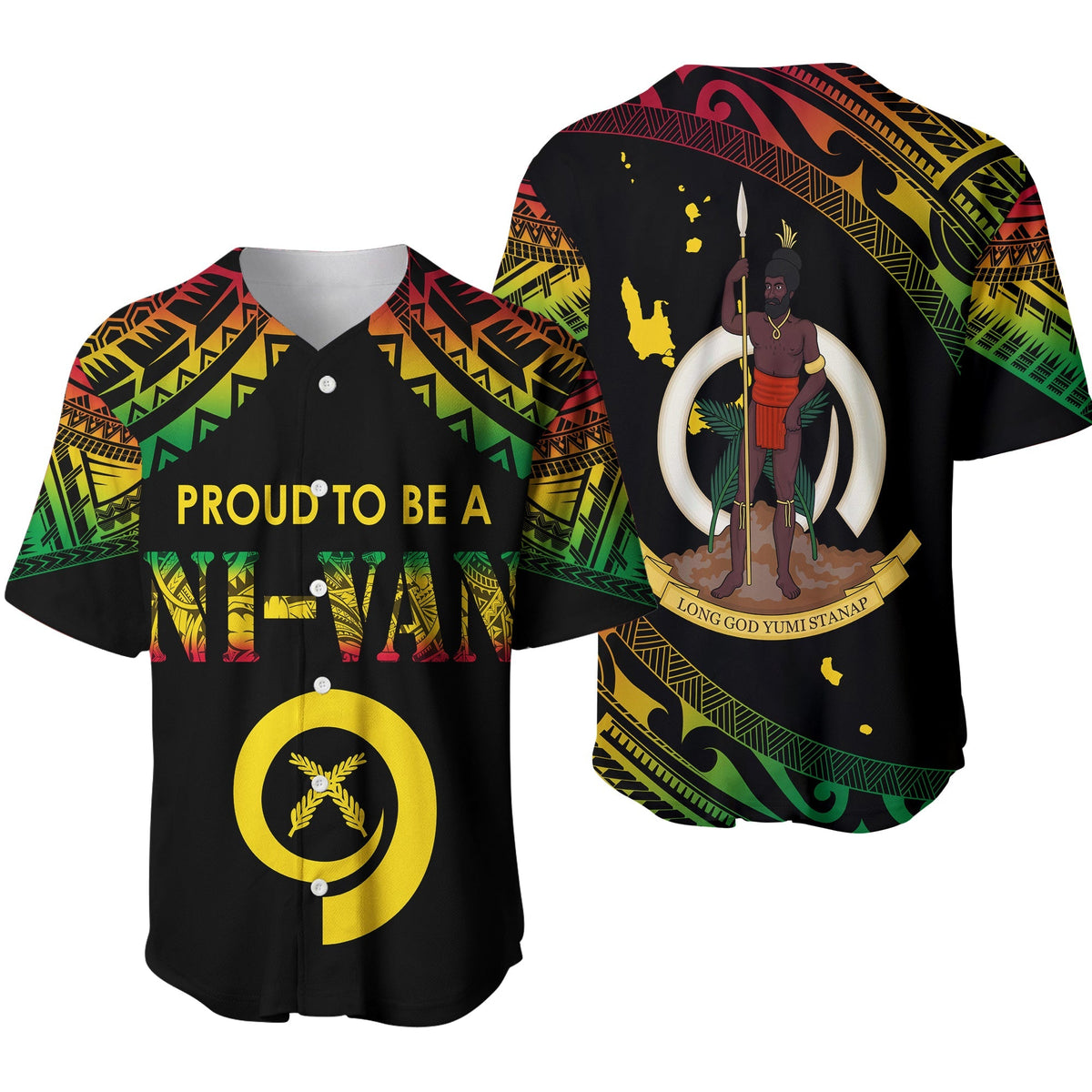 Vanuatu Proud To Be A Ni-Van - Polynesian Pattern Baseball Jersey LT7 - Wonder Print Shop