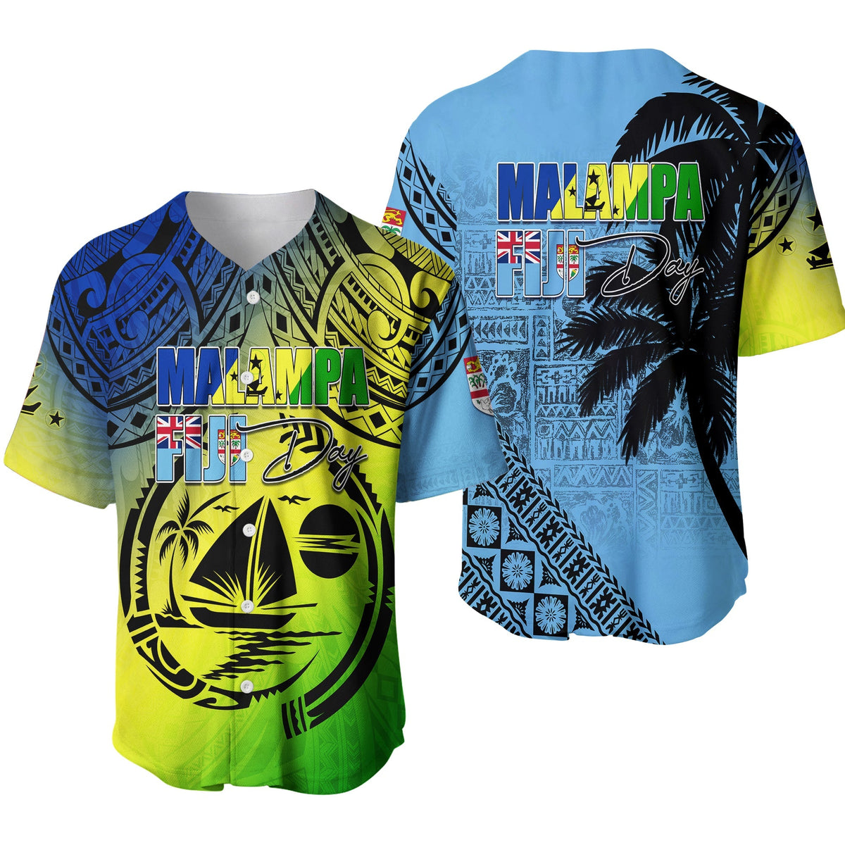 Malampa Fiji Day Baseball Jersey Flags Mix Style LT7 - Wonder Print Shop