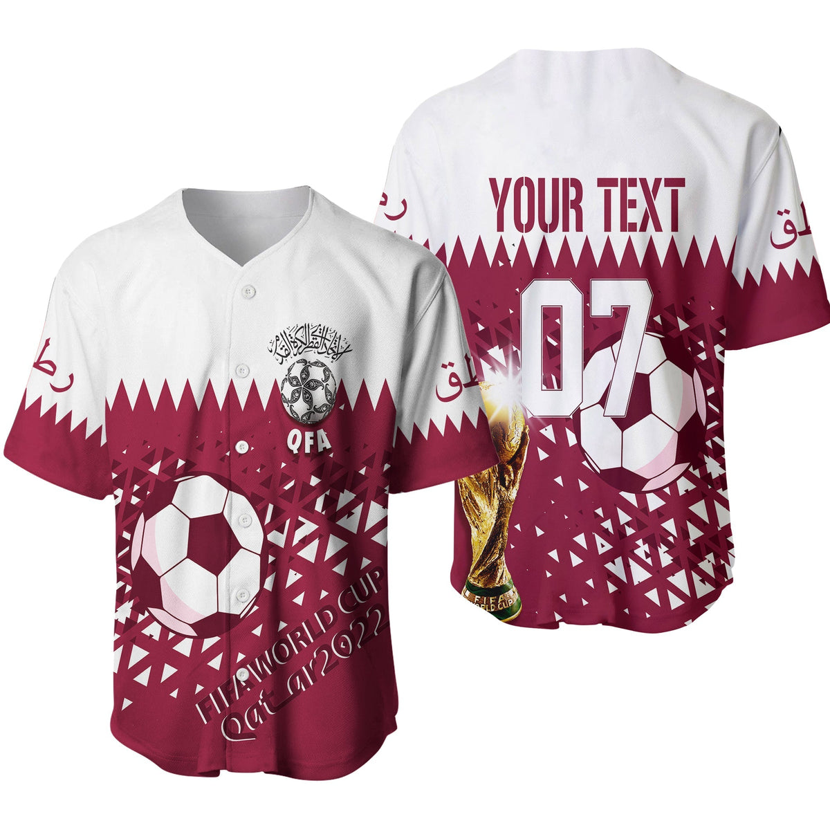 Personalised Qatar Baseball Jersey World Cup 2022 Sporty Vibes LT7 - Wonder Print Shop
