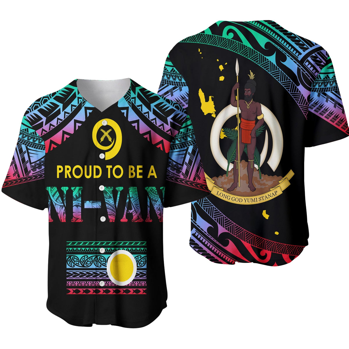 Vanuatu Proud To Be A Ni-Van - Polynesian Pattern Baseball Jersey - Shefa Province LT7 - Wonder Print Shop