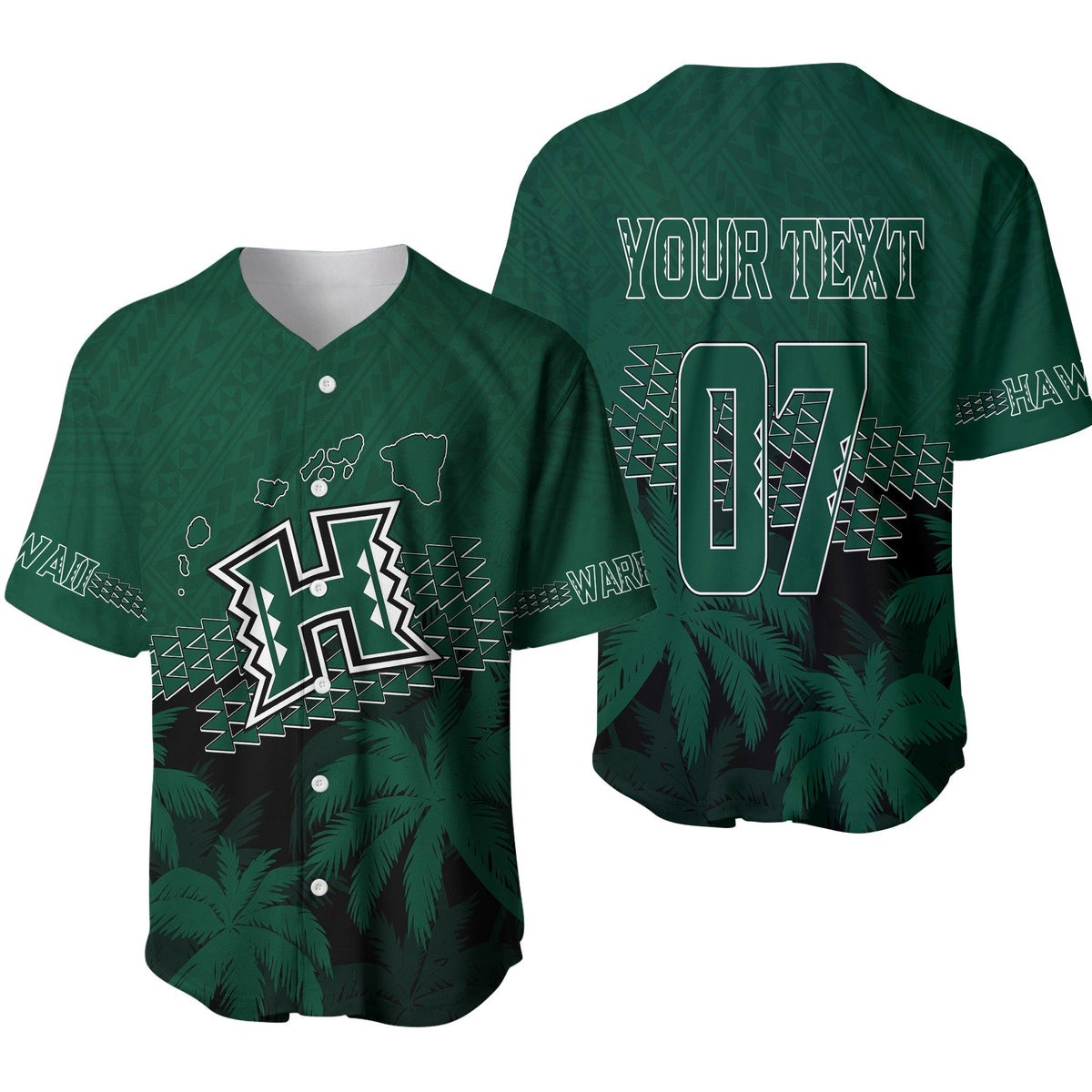 Personalised Hawaii Rainbow Warriors Baseball Jersey Laau Pama LT7 - Wonder Print Shop