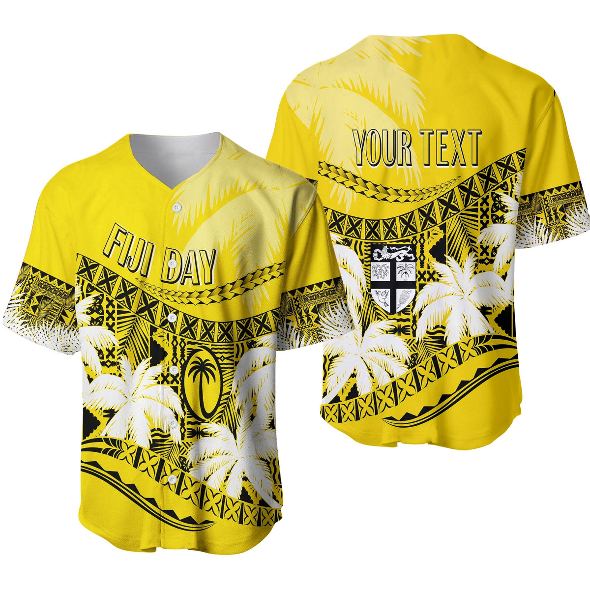 Personalised Fiji Day Baseball Jersey Flying Fijians Masi Kesa Style - Gold LT7 - Wonder Print Shop