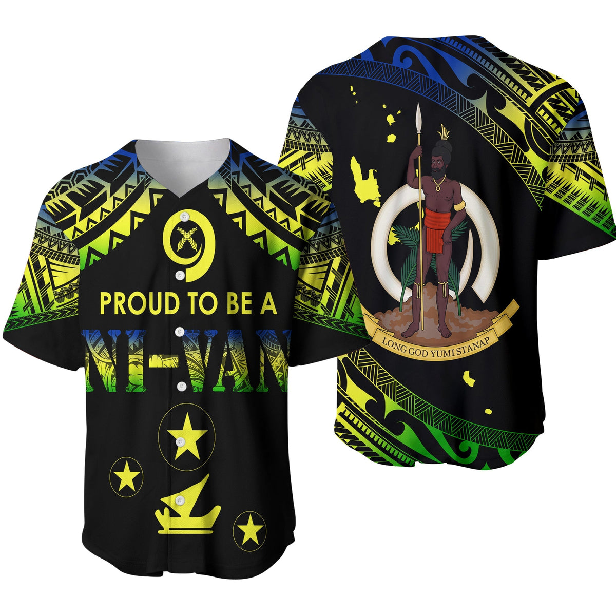Vanuatu Proud To Be A Ni-Van - Polynesian Pattern Baseball Jersey - Malampa Province LT7 - Wonder Print Shop