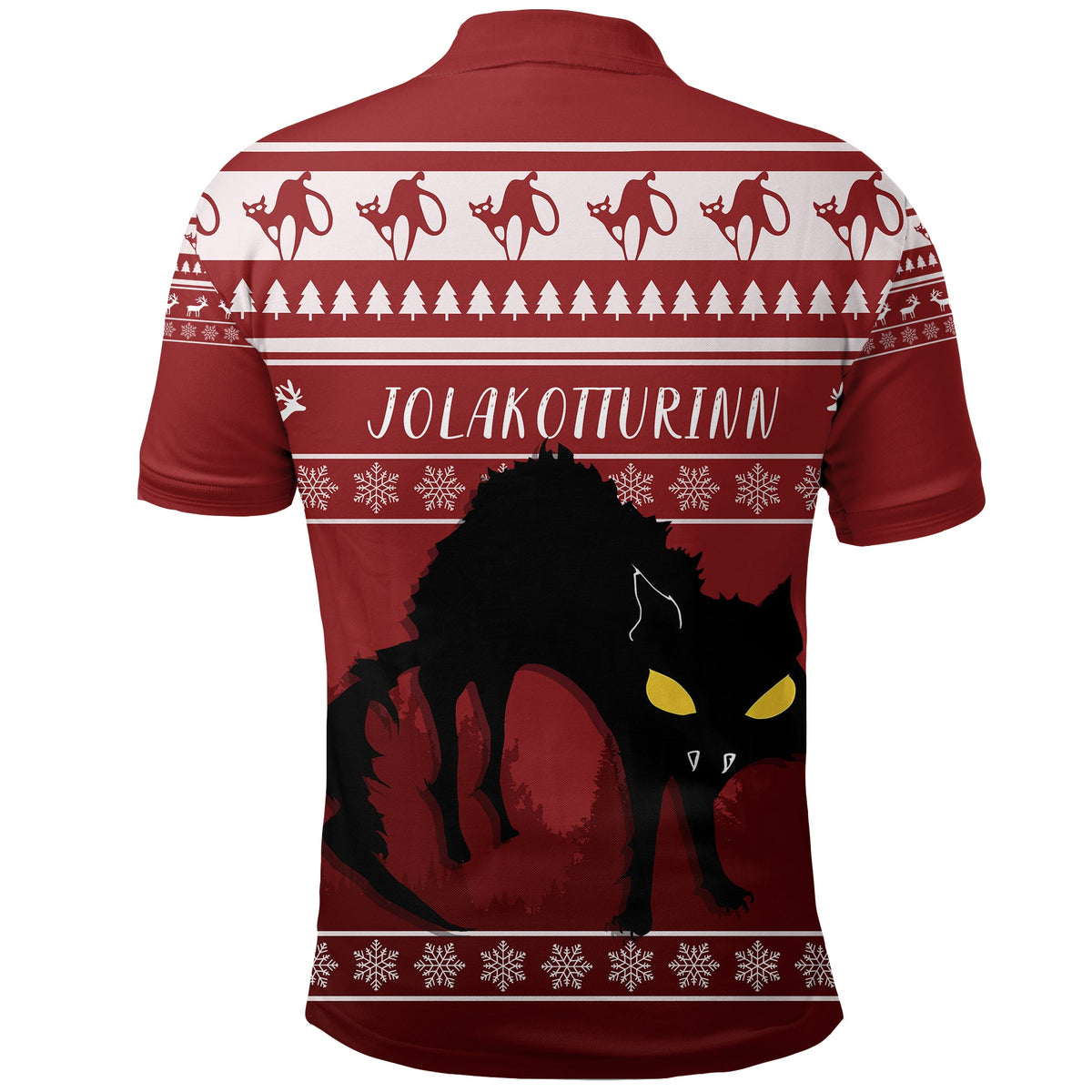 Jolakotturinn Iceland Yule Cat With Christmas Pattern Polo Shirt - Wonder Print Shop