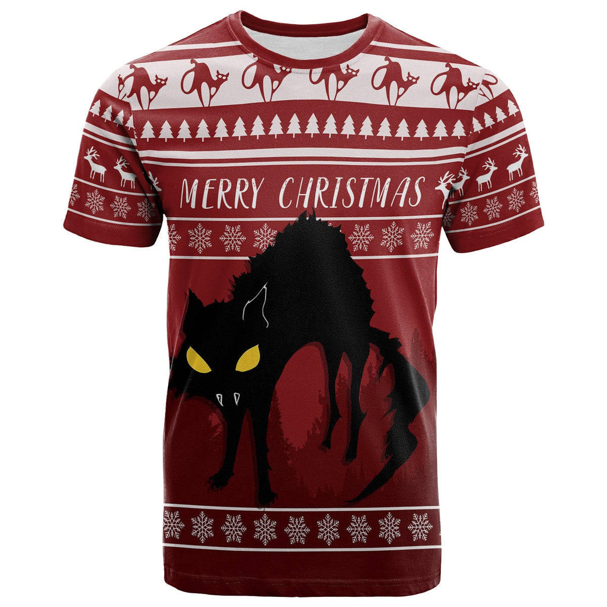 Jolakotturinn Iceland Yule Cat With Christmas Pattern T Shirt - Wonder Print Shop