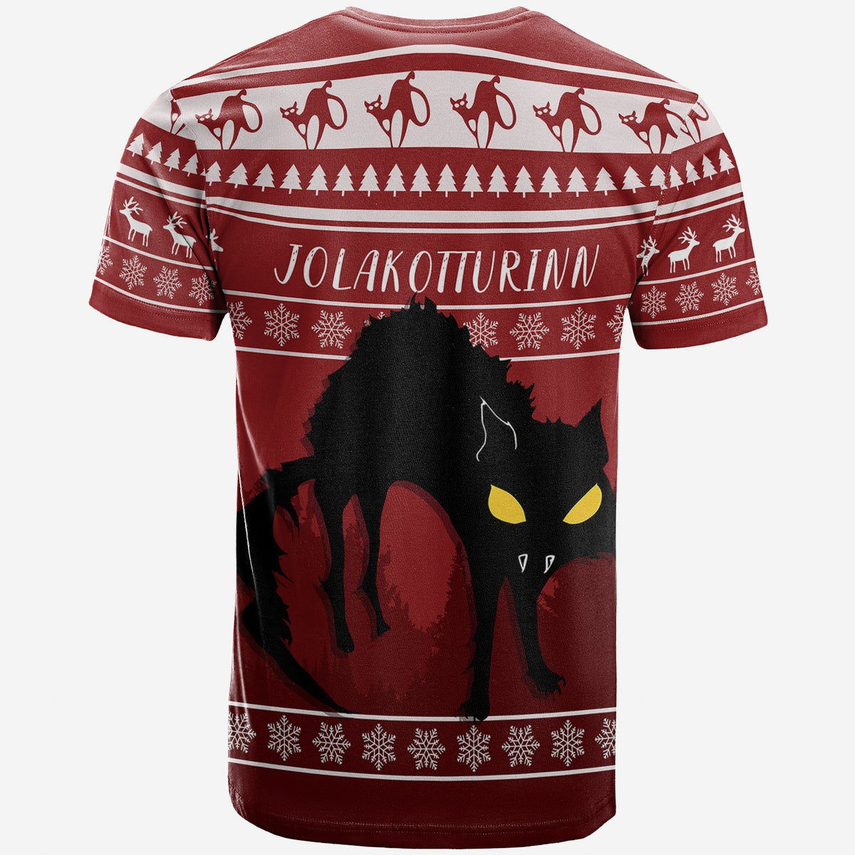 Jolakotturinn Iceland Yule Cat With Christmas Pattern T Shirt - Wonder Print Shop