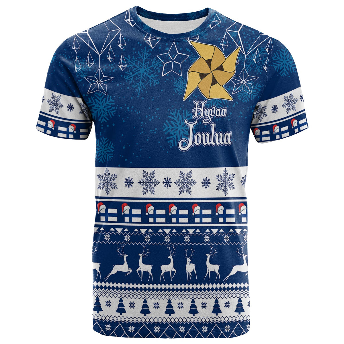 Joulupukki Finland Santa Christmas T Shirt Himmeli Pattern - Wonder Print Shop