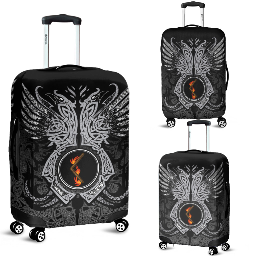 Viking Luggage Cover - Kenaz Rune, Raven Tattoo RLT12 - Wonder Print Shop
