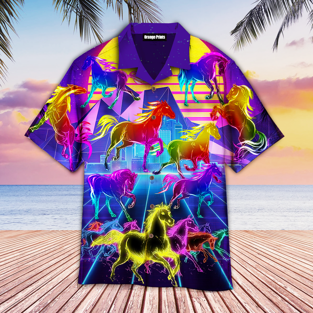 Kentucky Horse Racing Neon Hawaiian Shirt - Wonder Print Shop