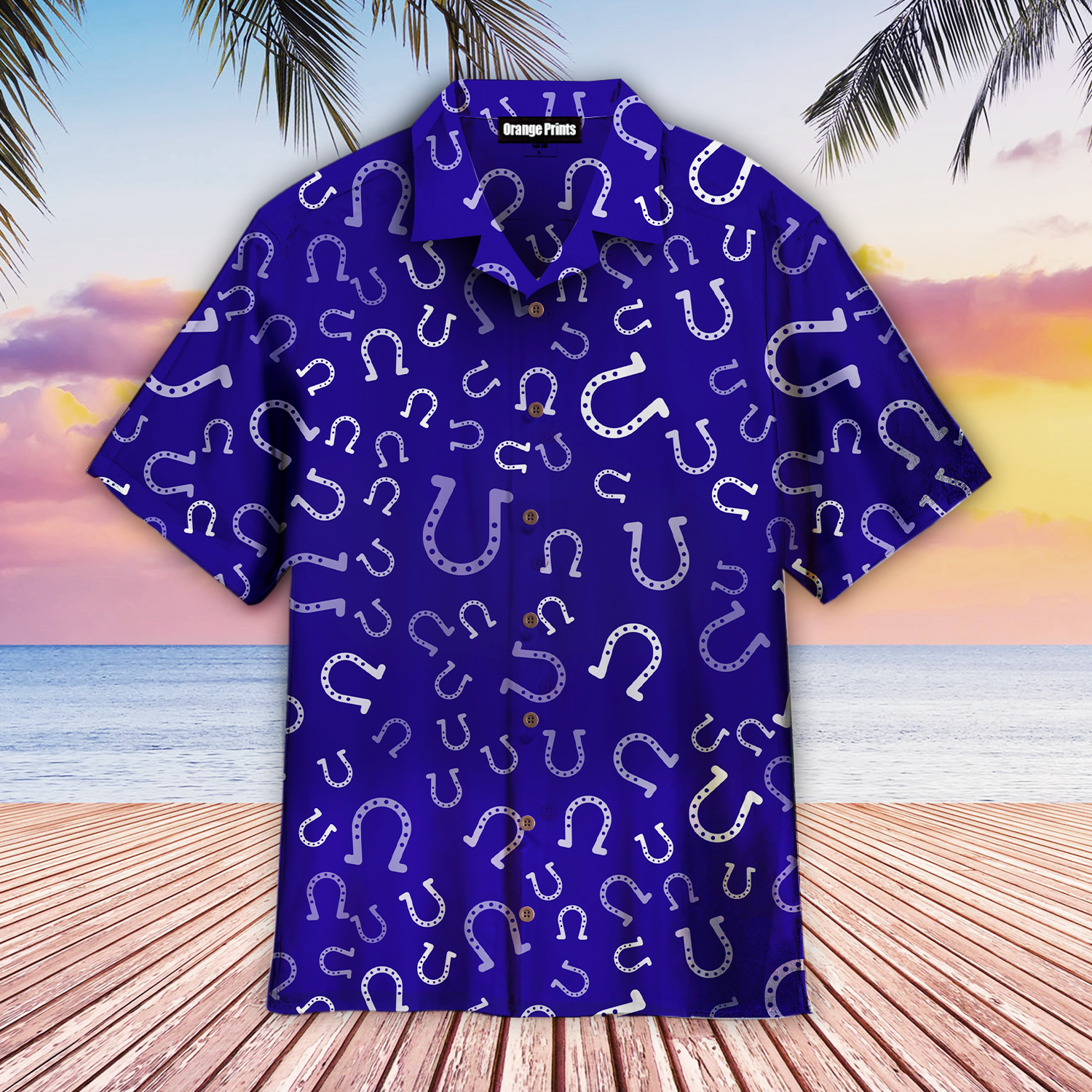Kentucky Horse Racing White Horseshoe Hawaiian Shirt - Wonder Print Shop