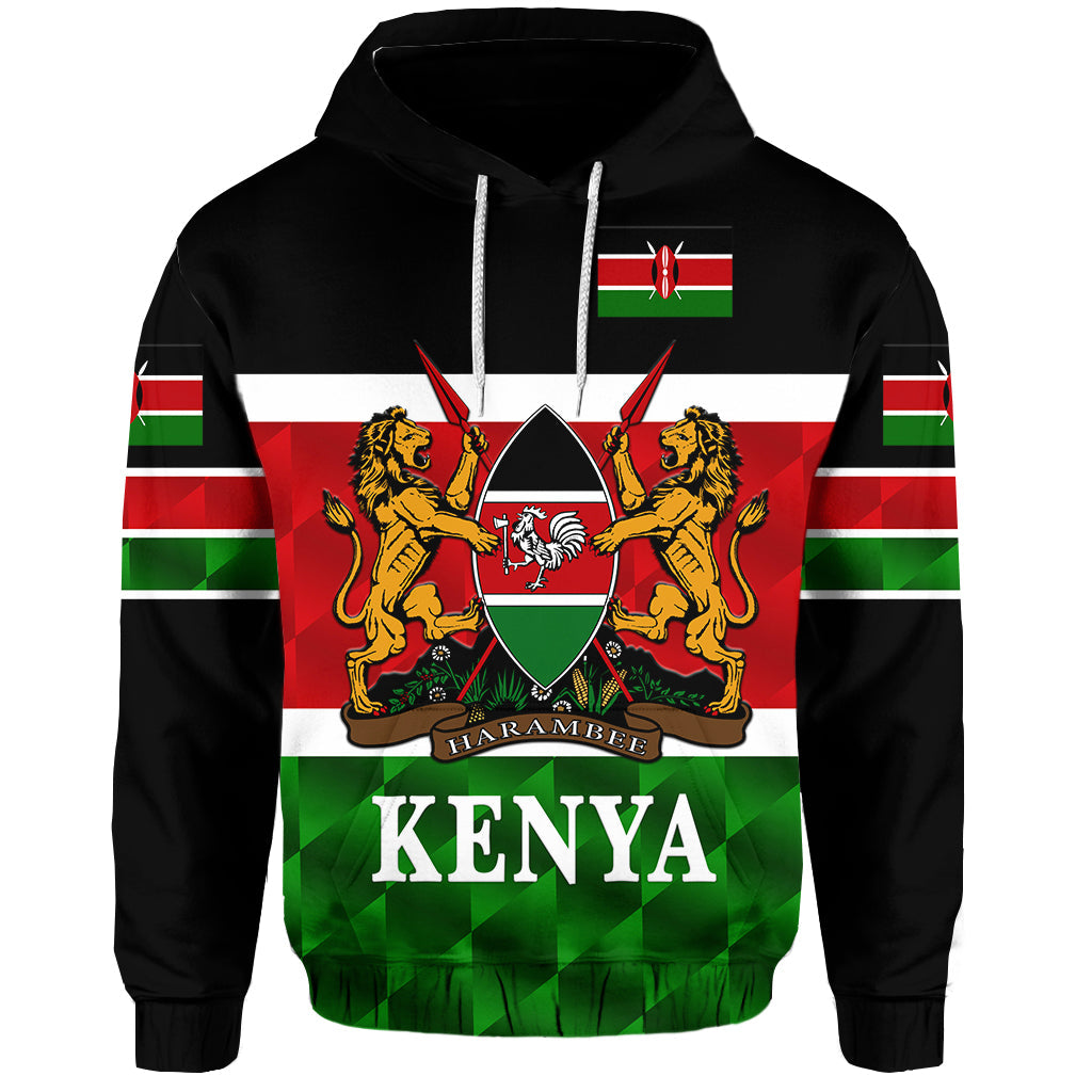 Custom Kenya Hoodie Coat Of Arms Flag Vibes LT8 - Wonder Print Shop