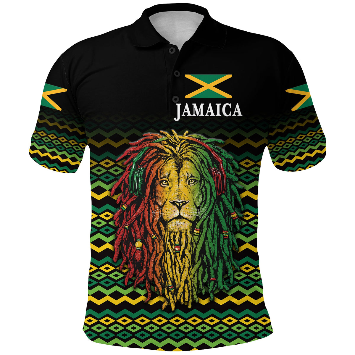 Jamaica Polo Shirt Unique Rastafarian Lion Flag Vibes LT8 - Wonder Print Shop