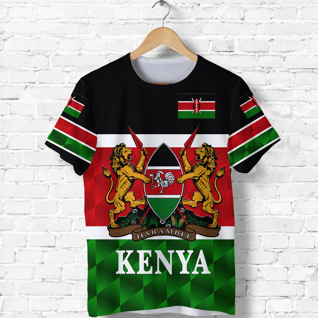 Custom Kenya Coat Of Arms T Shirt Flag Vibes LT8 - Wonder Print Shop