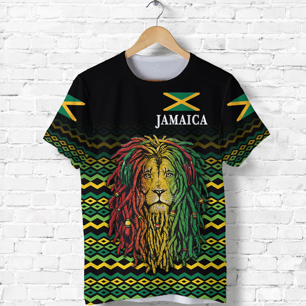 Custom Jamaica T Shirt Unique Rastafarian Lion Flag Vibes LT8 - Wonder Print Shop