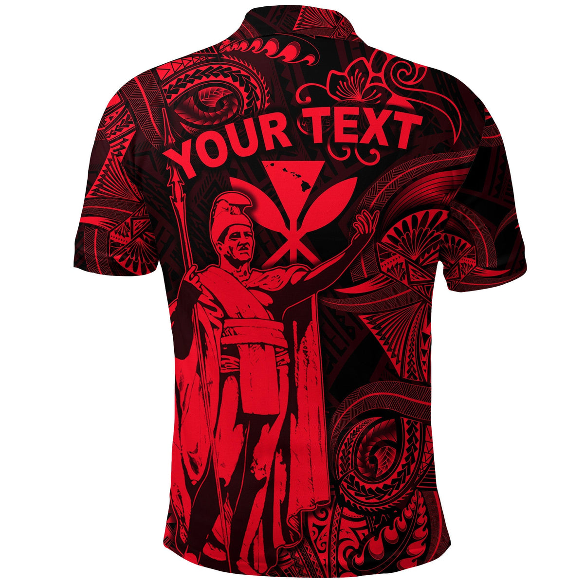 Custom Hawaii Polo Shirt King Kamehameha with Polynesian Patterns Unique Style Red LT8 - Wonder Print Shop
