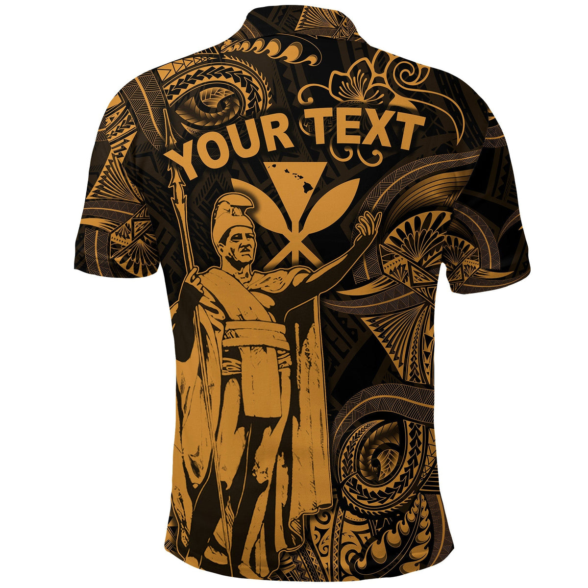 Custom Hawaii Polo Shirt King Kamehameha with Polynesian Patterns Unique Style Gold LT8 - Wonder Print Shop