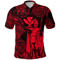 Custom Hawaii Polo Shirt King Kamehameha with Polynesian Patterns Unique Style Red LT8 - Wonder Print Shop
