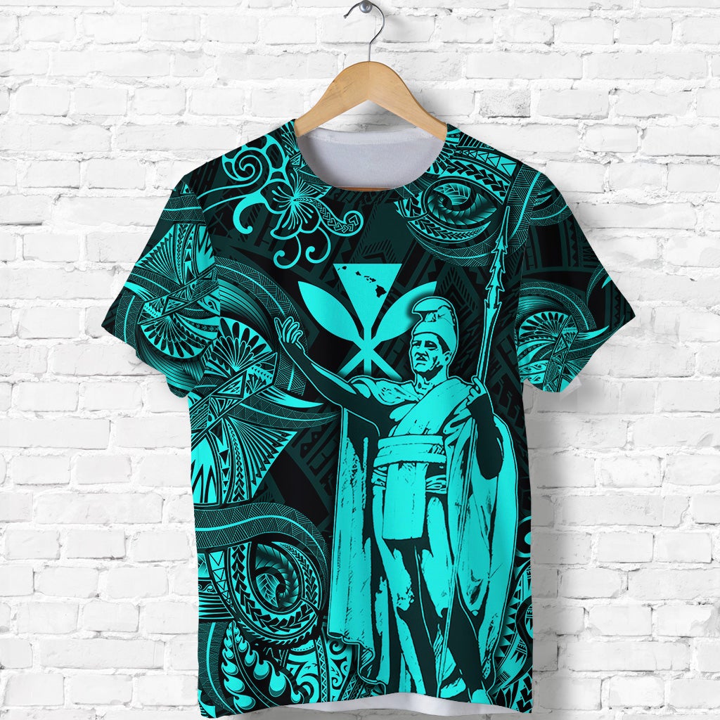 Hawaii King Kamehameha Map Polynesian T Shirt Kanaka Maoli Unique Style Turquoise LT8 - Wonder Print Shop