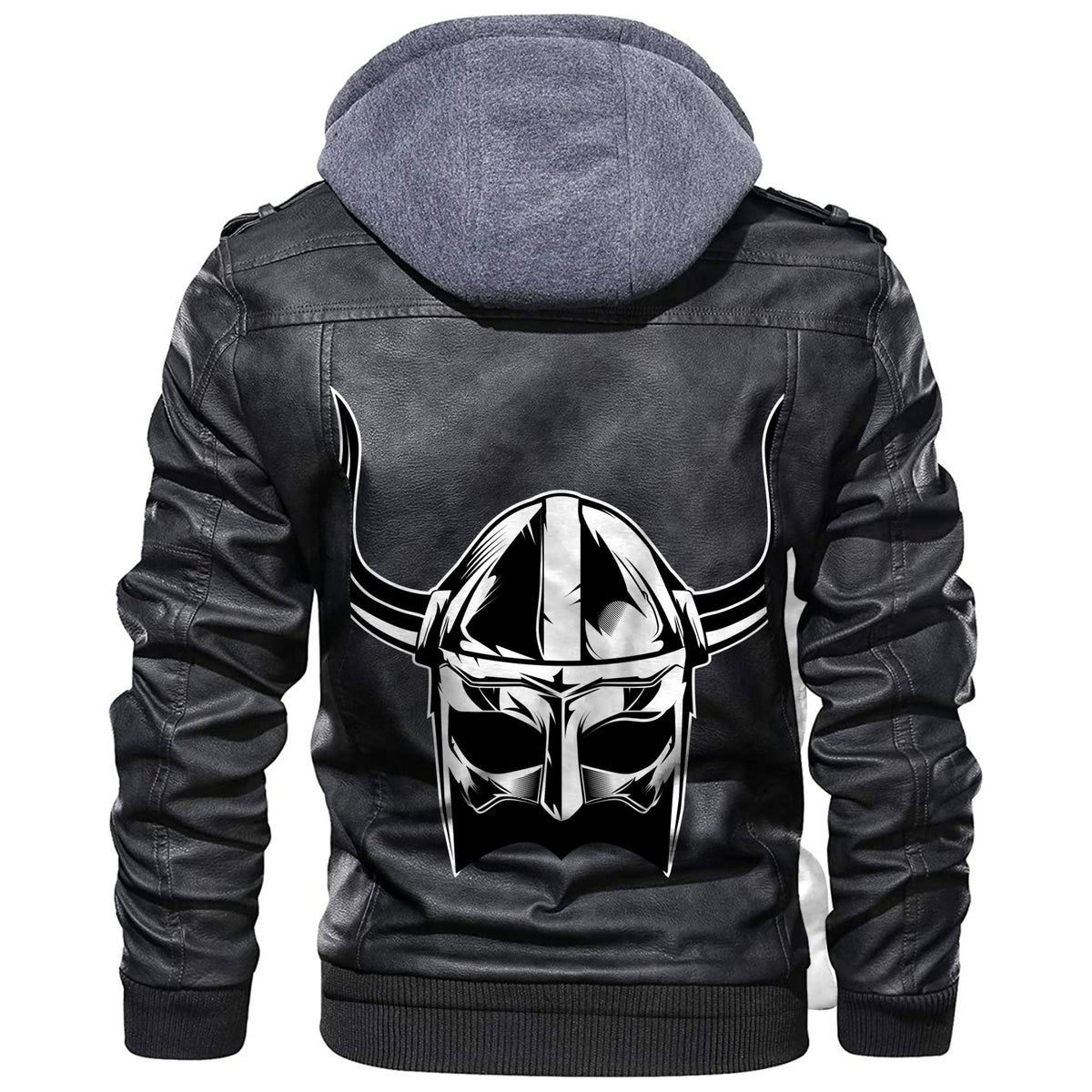 Viking Knight Helmet Black Background Leather Jacket RLT12 - Wonder Print Shop