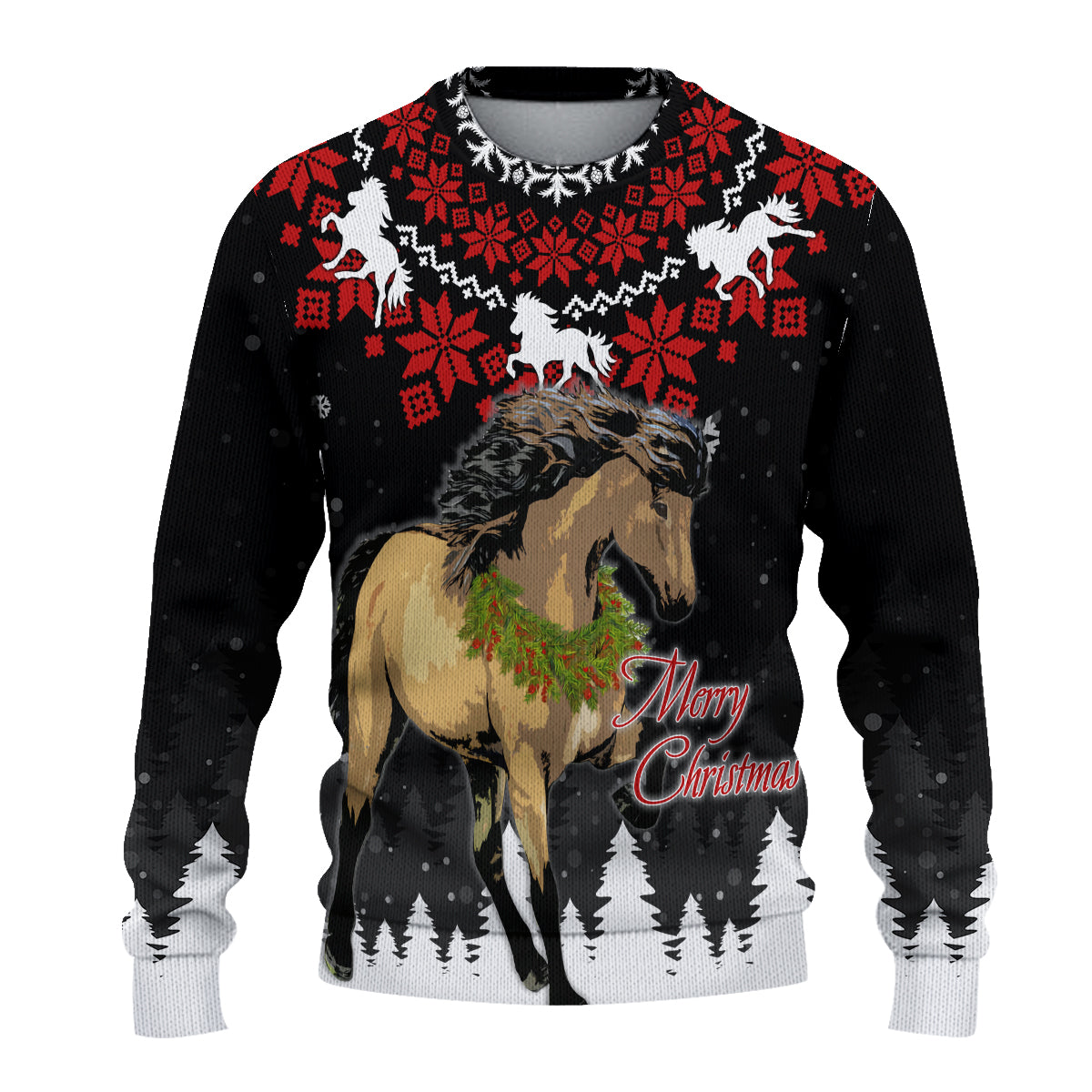 Iceland Christmas Knitted Sweatshirt Icelandic Horse - Do The Tolt - Wonder Print Shop