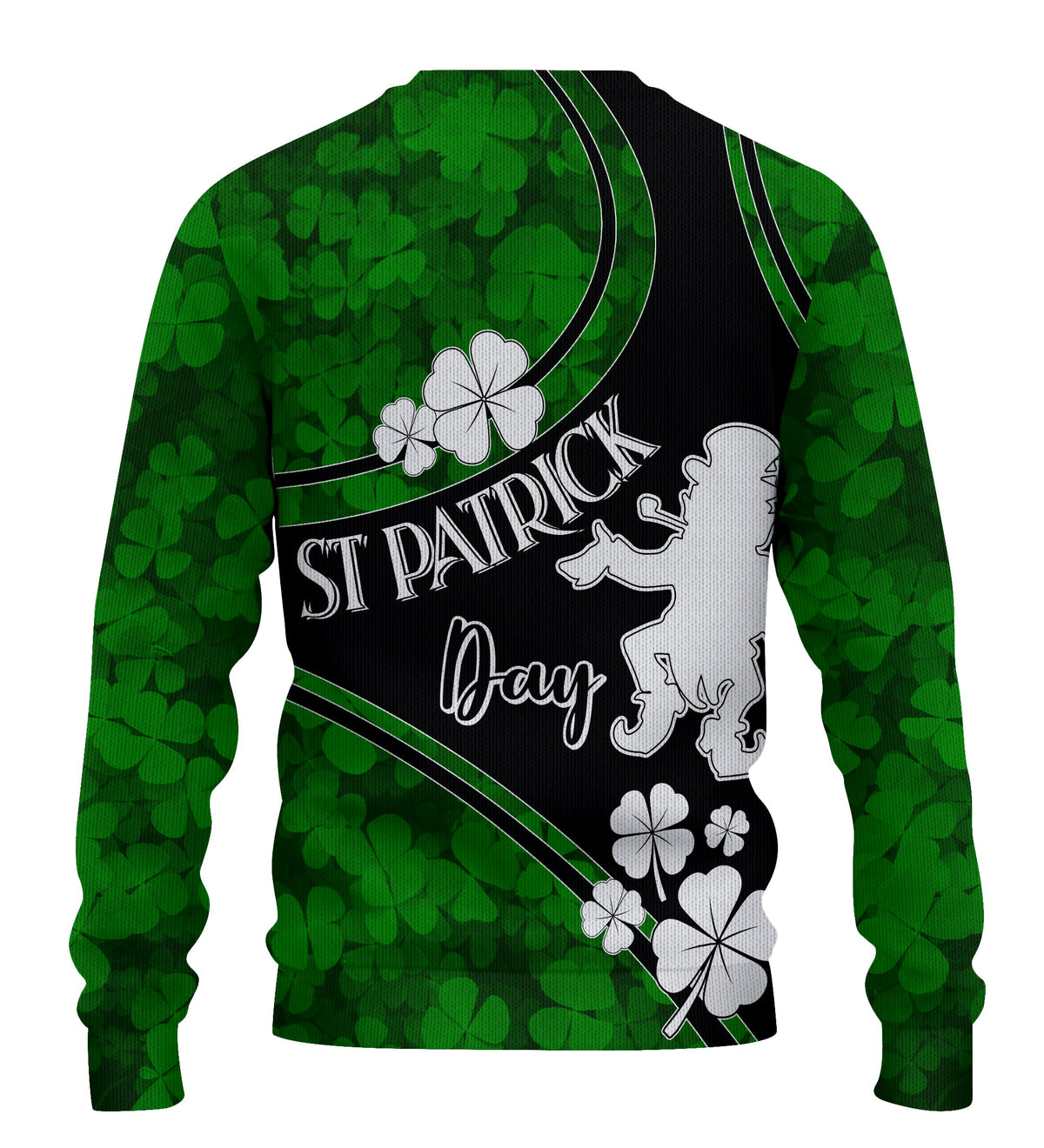 Saint Patrick Day Knitted Sweatshirt Shamrocks And Shenanigans - Black Style - Wonder Print Shop