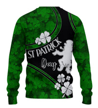 Saint Patrick Day Knitted Sweatshirt Shamrocks And Shenanigans - Black Style - Wonder Print Shop