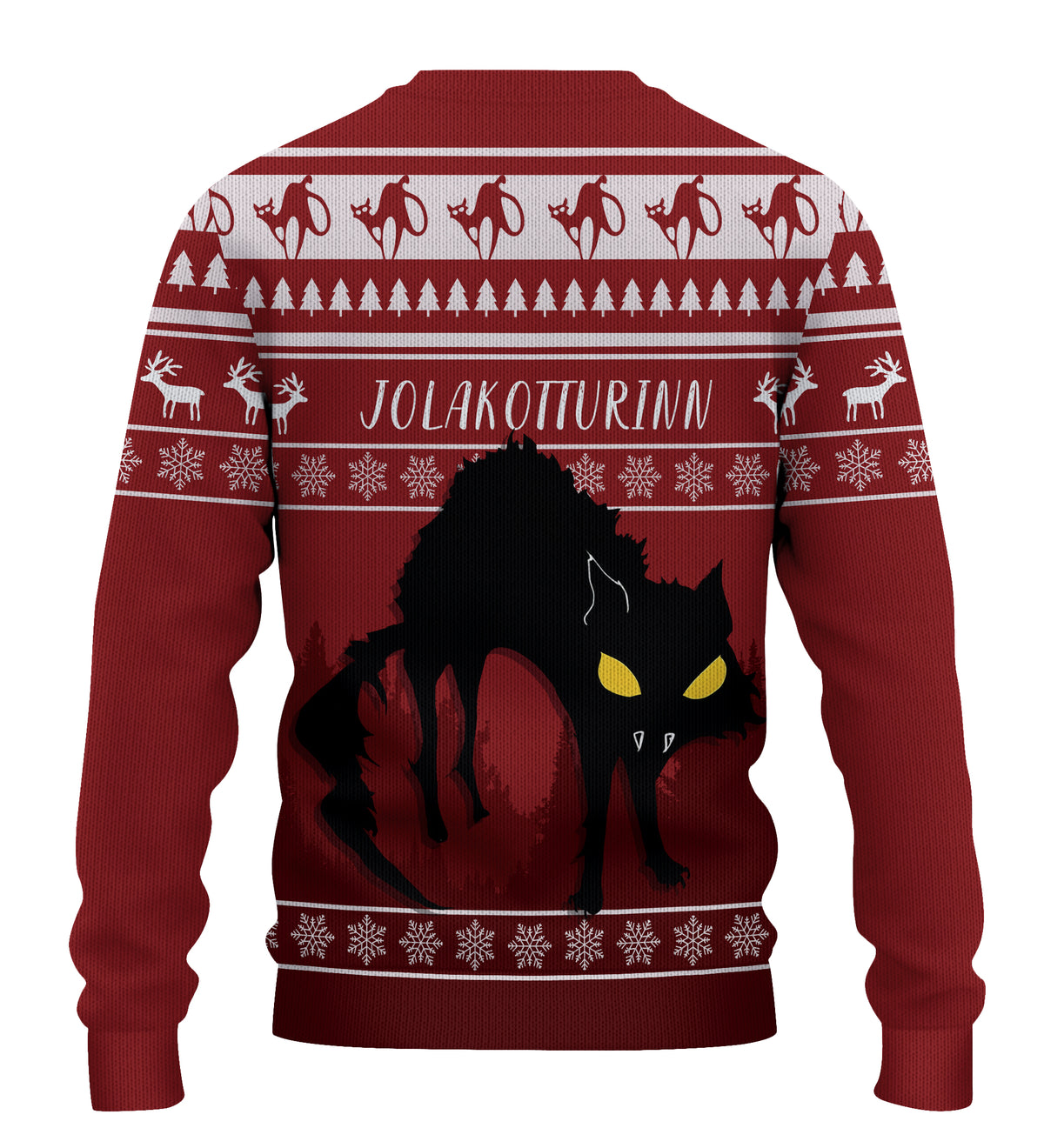 Jolakotturinn Iceland Yule Cat With Christmas Pattern Knitted Sweatshirt - Wonder Print Shop
