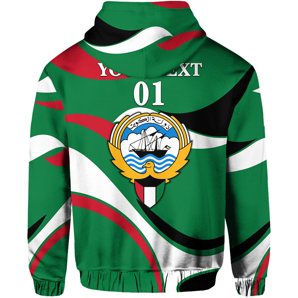 Custom Kuwait Zip Hoodie Sporty Style Green LT8 - Wonder Print Shop
