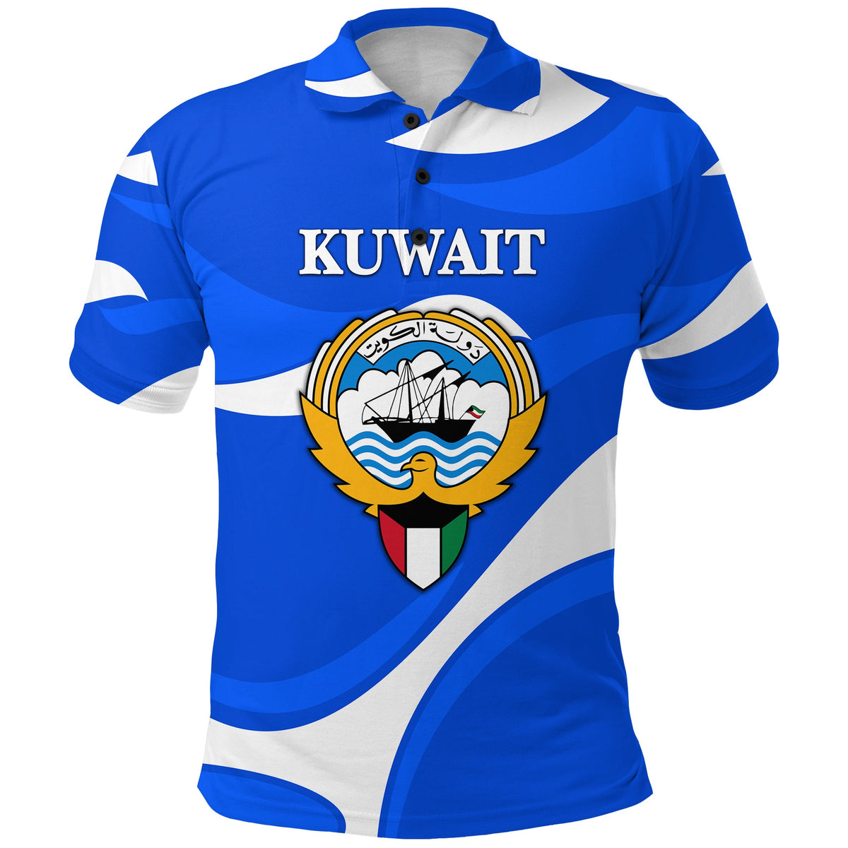 Custom Kuwait Polo Shirt Sporty Style Blue LT8 - Wonder Print Shop