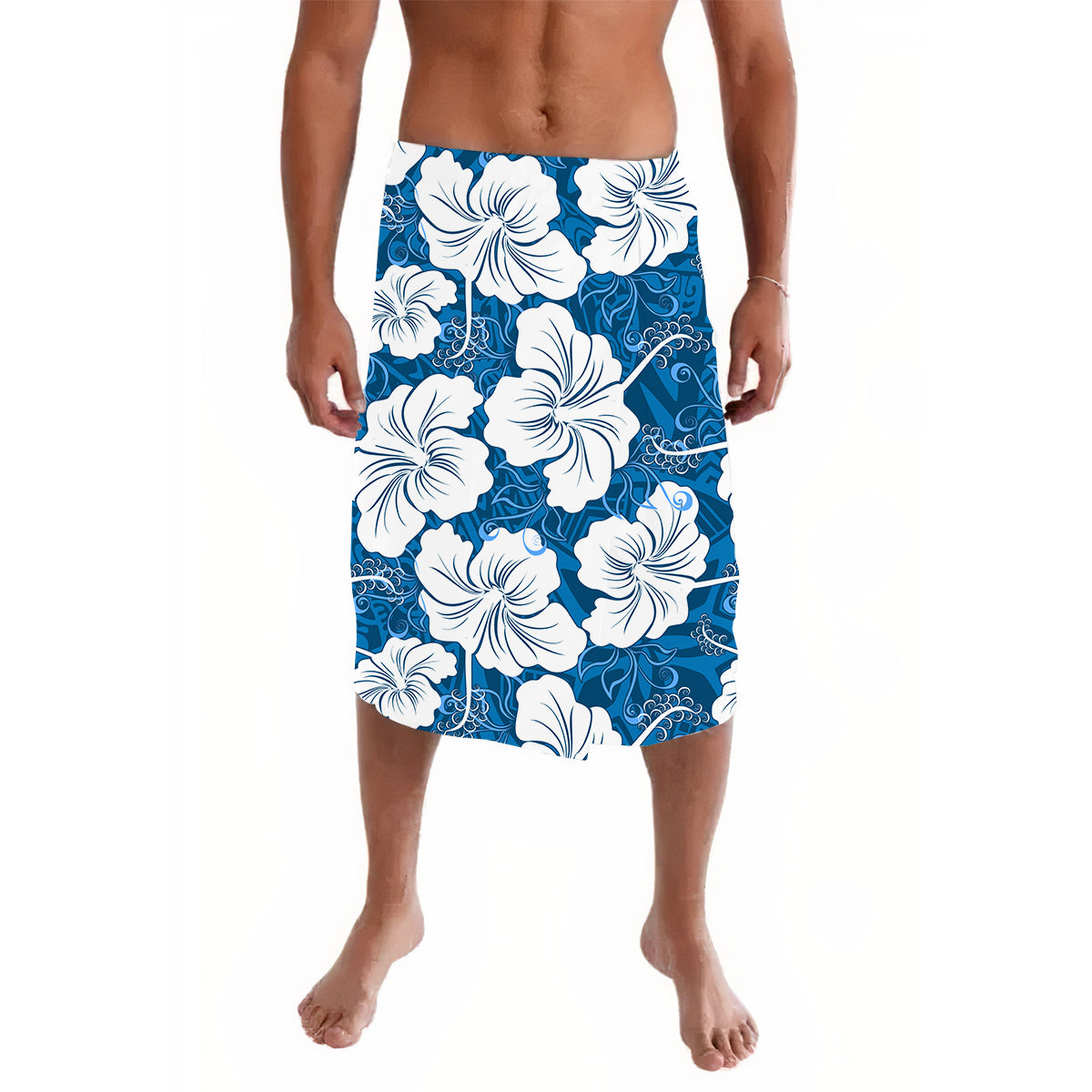 Hawaii Lavalava Polynesia Blue Simple Tropical Flowers LT13 - Wonder Print Shop