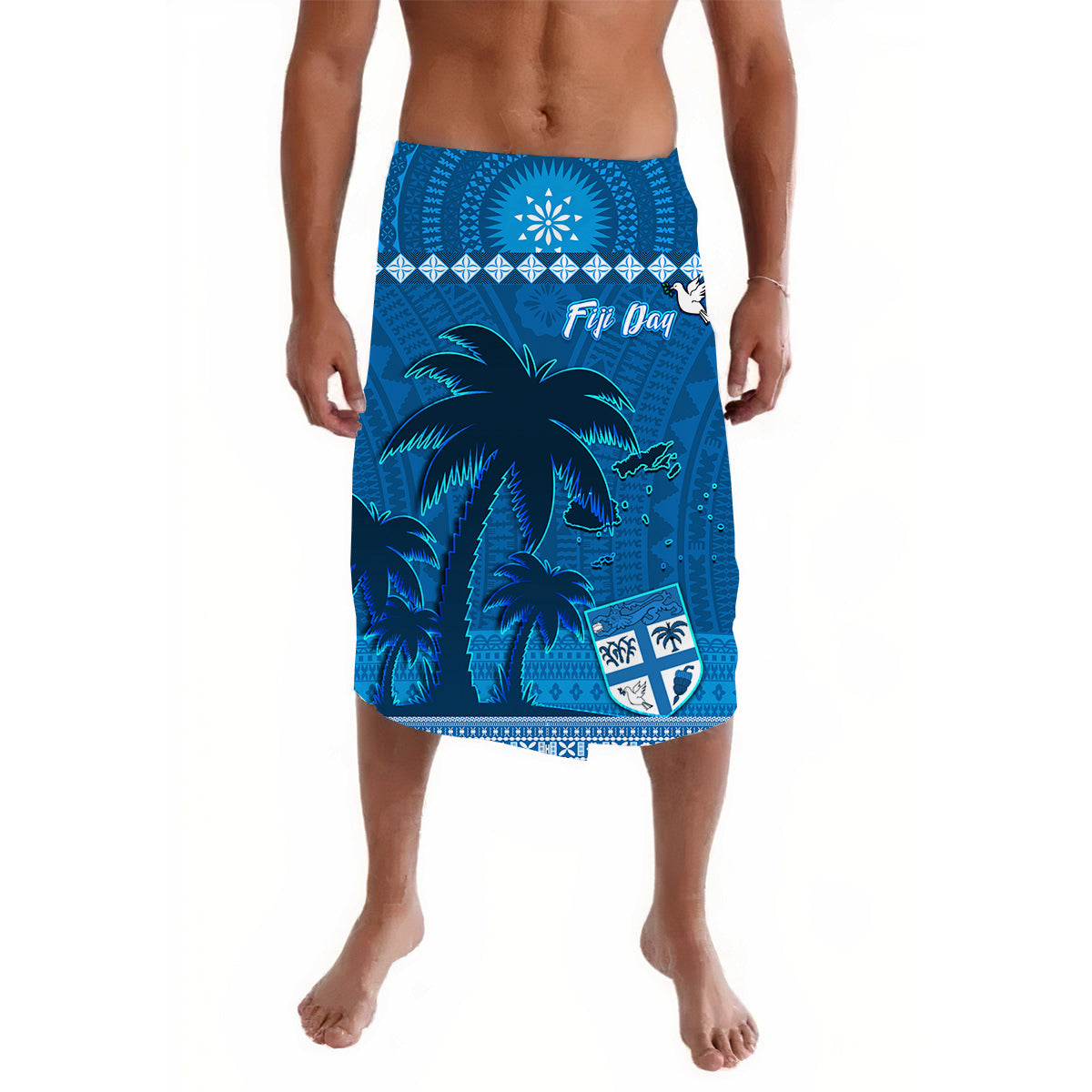 Bula Fiji Day Lavalava Fijian Tapa with Palm Tree 52nd Anniversary LT13 - Wonder Print Shop