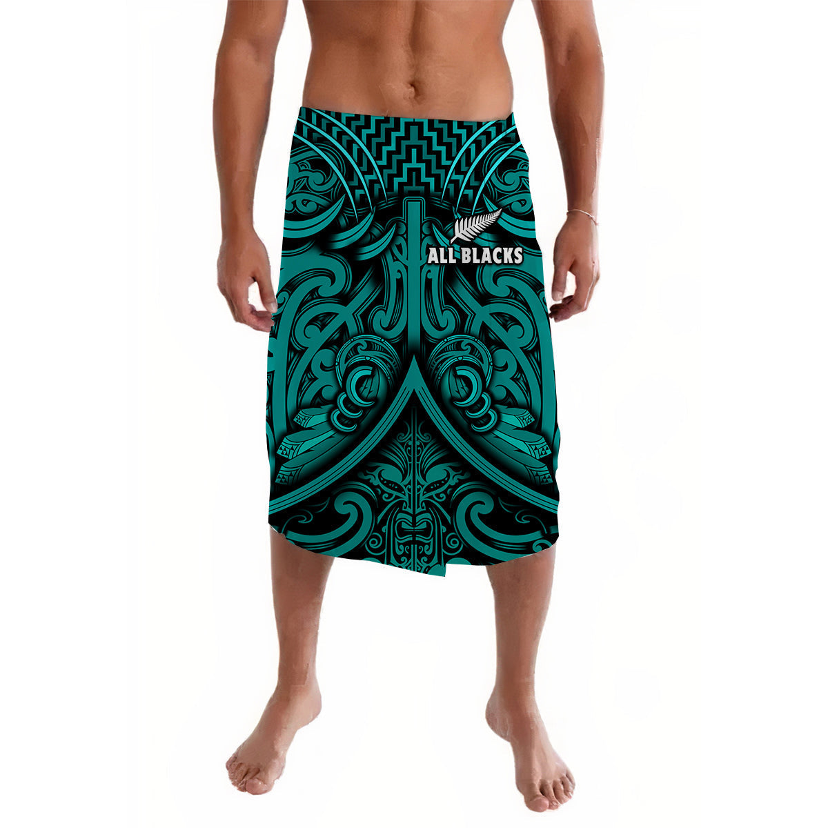 New Zealand Silver Fern Rugby Lavalava All Black Turquoise NZ Maori Pattern LT13 - Wonder Print Shop