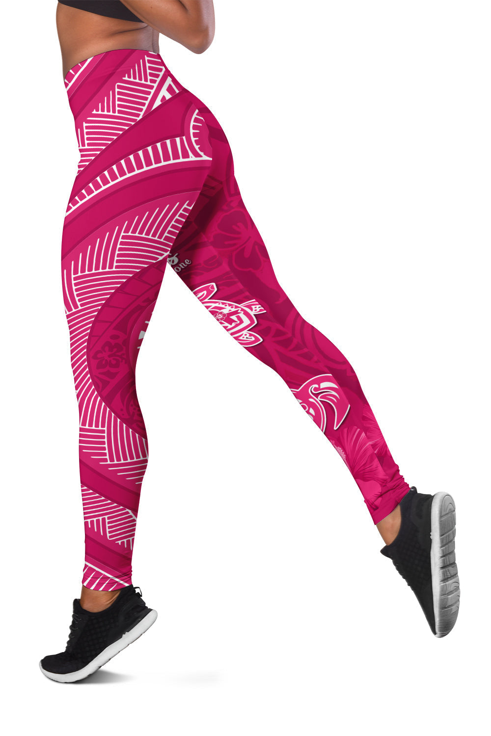 breast-cancer-awareness-women-leggings-hibiscus-polynesian-no-one-fights-alone