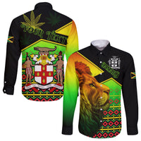 (Custom Personalised) Jamaica Lion Hawaii Long Sleeve Button Shirt Jamaican Pattern Version Reggae Colors LT13 - Wonder Print Shop