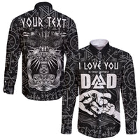 (Custom Personalised) Viking Dad Long Sleeve Button Shirt Happy Fathers Day Style Runes and Mjolnir LT13 - Wonder Print Shop