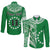 (Custom Text and Number) Cook Islands Tatau Long Sleeve Button Shirt Symbolize Passion Stars Version Green LT13 - Wonder Print Shop
