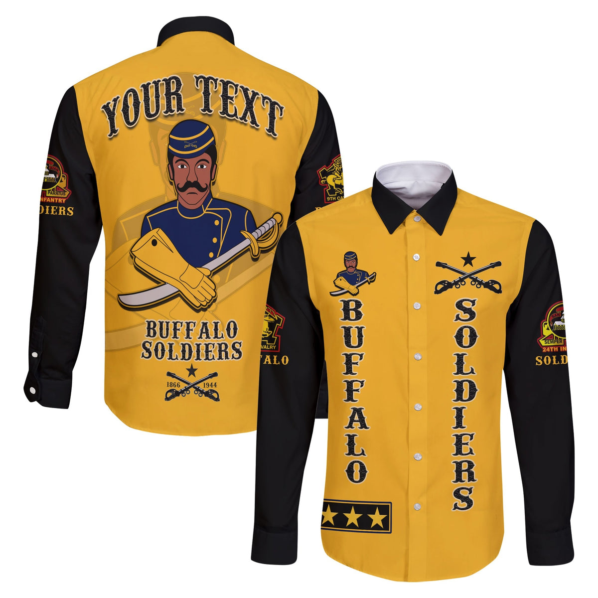 (Custom Personalised) Buffalo Soldiers Long Sleeve Button Shirt Motorcycle BSMC Club LT13 - Wonder Print Shop