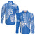 Custom Text and Number Fiji Rugby Sevens Long Sleeve Button Shirt Fijian 7s Tapa Polynesian Blue Ver.01 LT13 - Wonder Print Shop