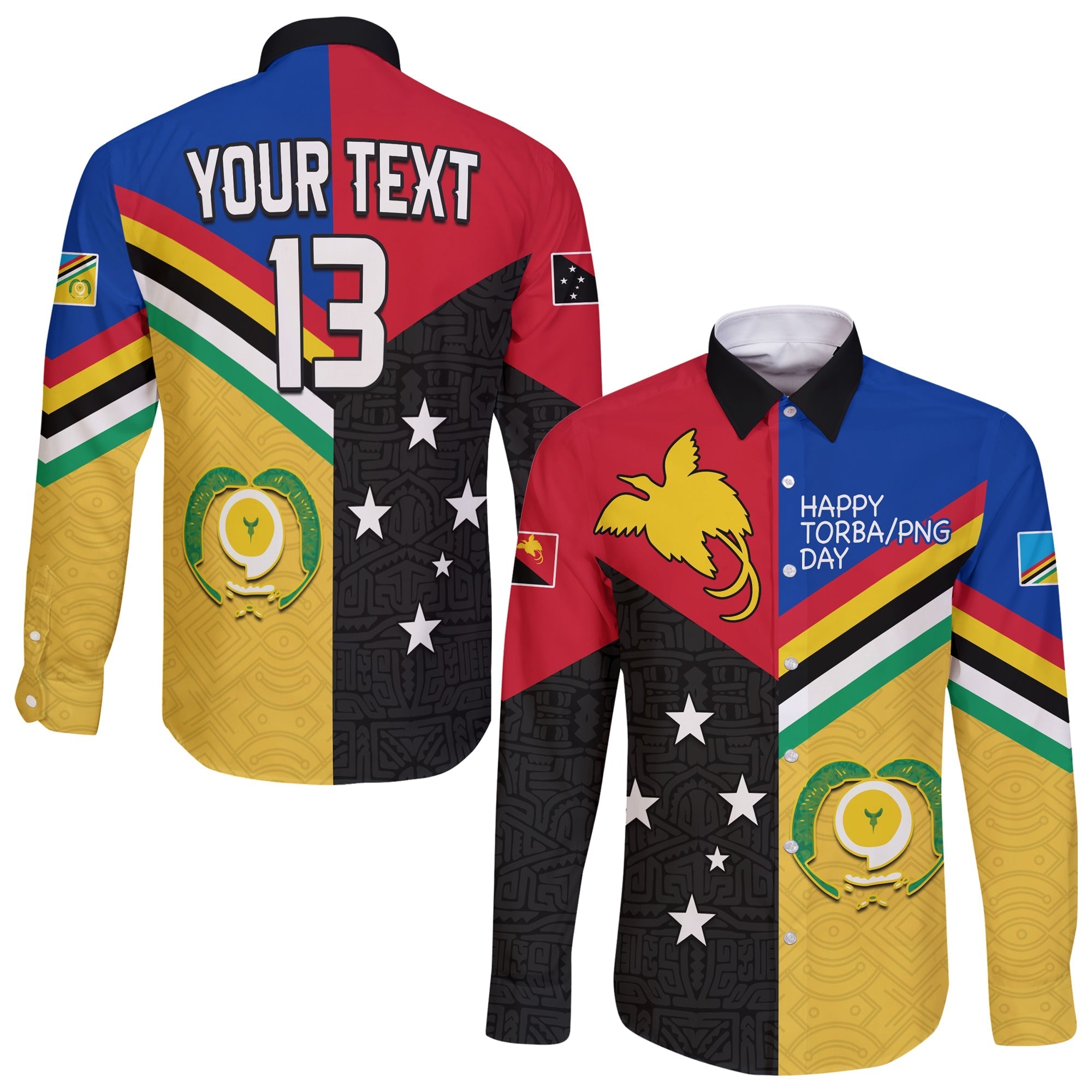Custom Text and Number Torba PNG Day Long Sleeve Button Shirt 2022 Simple Polynesia LT13 - Wonder Print Shop