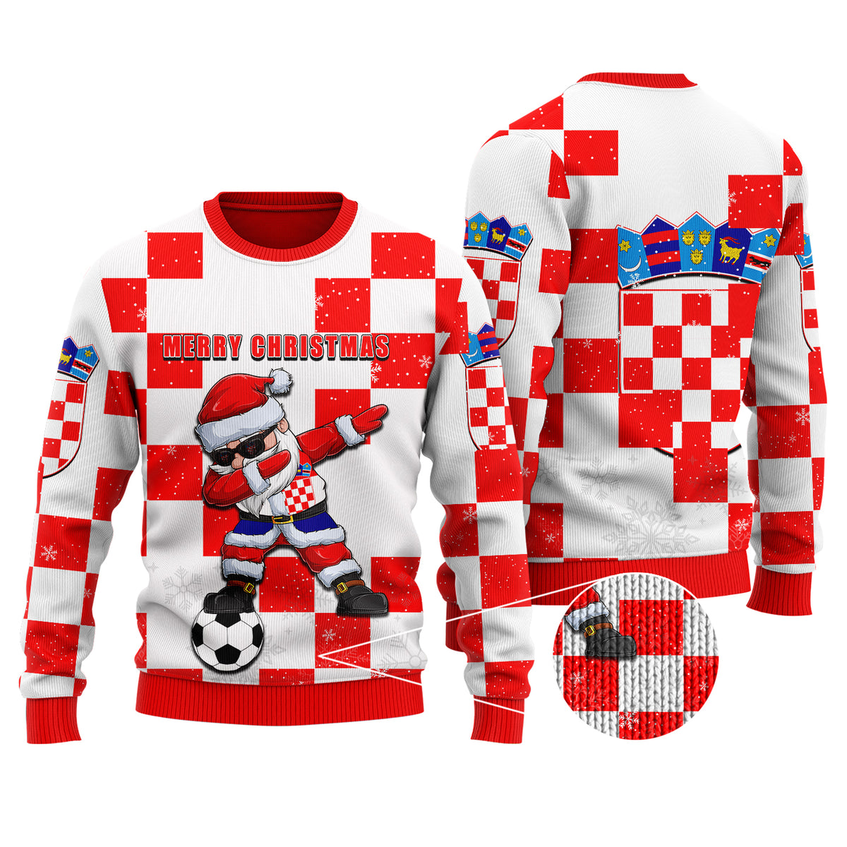 Croatia Christmas Santa Claus Dabbing Knitted Sweater Replica Football Jersey LT6 - Wonder Print Shop