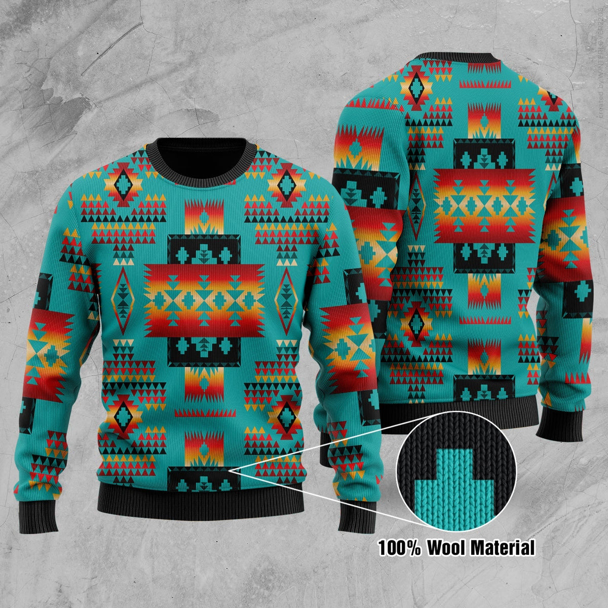 Blue Native Tribes Pattern Native American Sweater LT10 - Wonder Print Shop