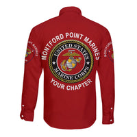 (Custom) Montford Point Marines Hawaii Long Sleeve Button Shirt African-American Marine Corps Original - Red LT8 - Wonder Print Shop