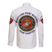 (Custom) Montford Point Marines Hawaii Long Sleeve Button Shirt African-American Marine Corps Simple - White LT8 - Wonder Print Shop