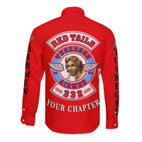 (Custom Personalised) Tuskegee Airmen Motorcycle Club Hawaii Long Sleeve Button Shirt TAMC Red Tails Original Style - Red LT8 - Wonder Print Shop