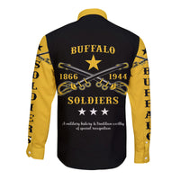 (Custom Personalised) Buffalo Soldiers Hawaii Long Sleeve Button Shirt African American Military Original Style - Black Gold LT8 - Wonder Print Shop