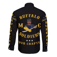 (Custom Personalised) Buffalo Soldiers Motorcycle Club BSMC Hawaii Long Sleeve Button Shirt Original Style - Black LT8 - Wonder Print Shop