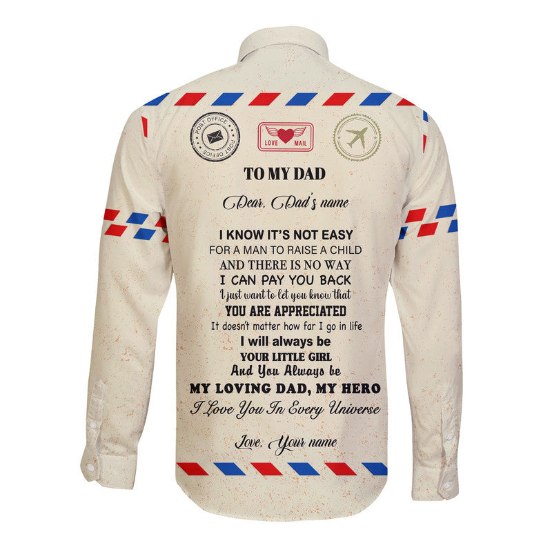 (Custom) Father Day Hawaii Long Sleeve Button Shirt Letter From Daughter Simple Style LT8 - Wonder Print Shop