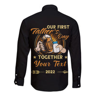 (Custom) Father Day Hawaii Long Sleeve Button Shirt Our First Father Day Simple Style - Black LT8 - Wonder Print Shop